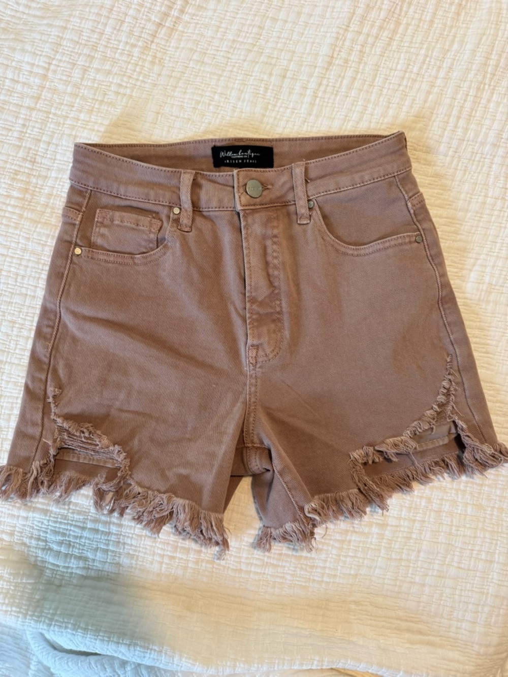 Wilfred Free Mauve High-Rise Denim Cutoff Shorts